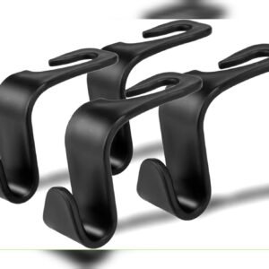 Car Seat Headrest Hook for Handbag Purse Coat, Universal fit for Vehicle Car, Black - 4 Pcs